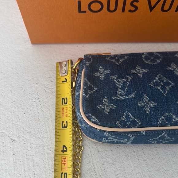 UPCYCLED Louis Vuitton Monogram Blue Denim Mini Pouchette - Picture 10 of 11